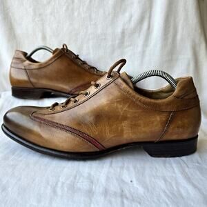 Forzieri Firenze Mens Leather Lace Up Casual Shoes Brown/Red Size 8/US 8.5 Italy